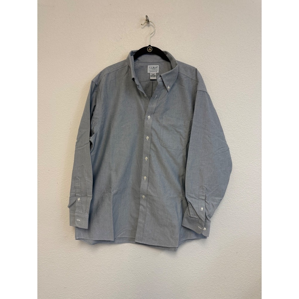 LL Bean Mens Traditional Fit Oxford Cloth Button Down Shirt Blue 17-34 209410